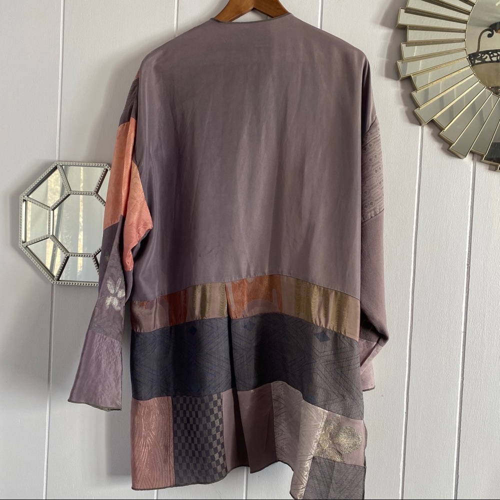 Boho Chic Patchwork Pink Lavender Oversized Blouse - image 2